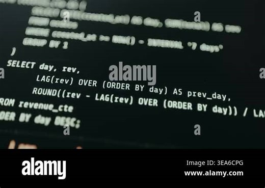 SQL database query running in terminal interface Stock Video Footage - Alamy