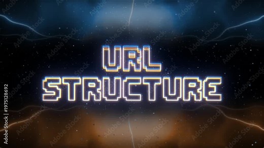 URL Structure Neon text with retro style background