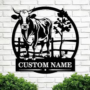 Personalized Farm Sign I Custom Metal Sign I Cow Farmhouse Sign I Outdoor Ranch Sign I Cattle Metal Wall Art I Last Name Sign | Family Sign Garden Decor | Patio Hanging Sign | Farmer Gifts Barn Decor