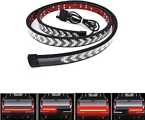 New 450 red LED Scanning Tailgate Light Running Brake Sequential Turn Signal Tail Light for Pickup Trailer SUV RV VAN, No Drill Install