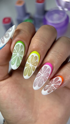 KARINA | PAZNOKCIE | NAIL DESIGNER | ROZRYWKA on Instagram: "💬…3D🍊🍋🍋‍🟩nails 🥰 @dnka_poland Produkty z rolki: - Nail Prep & Cleanser 3 in 1, - Dehydrator, - Ultrabond, - Multi Top No Wipe, 🤍Jelly Gel #0001 Clear, 💚Cover Top Dublin #0003, Color Code #0134, Gel Polish Ultra White, 💛Cover Top Valencia #0002, Color Code #0118, 🩷Cover Top Provence #0005, Color Code #0129, 🧡Cover Top Paris #0011, Color Code #0117, 🩵Cover Top Nice #0004, Color Code #0050, [reklama] #manicure #paznokcie #mani