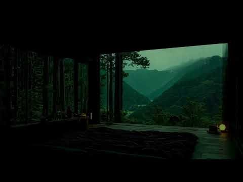Calming Mountain Cabin Rain Sounds from the Window View 🌧 (No Ads) | Quiet Night for Restful Sleep