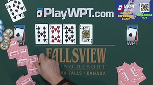 Anthony Zinno is turning up the heat in this tournament. Currently the chip leader with 4.7 million chips, he's playing to win. Corey Hochman is in second place with 2.7 million chips and Dave Cloutier is not far behind with 1.6 million in chips. Mark Bailey, Jeremy Halaska and Erik Cajelais are all eyeing the pot too in this thrilling tournament. With the total prize pool sitting at C$1.9 million cash, all 6 players are giving it their best. Will Zinno continue his winning streak? Anthony hits 