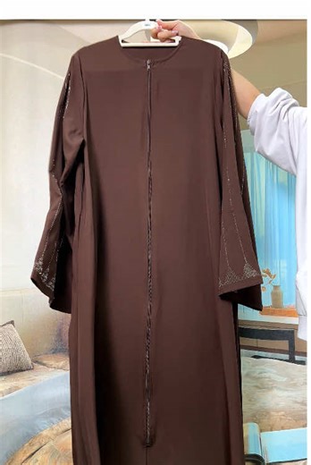 Stylish Modest Dress with Loose Fit and Rhinestones