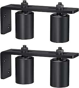 Sdstone Slide Gate Guide Roller 2" Black with L Rear Post Bracket,Universal Adjustable Sliding Gate Rollers,Heavy Duty Sliding gate kit for Sliding Gates and Rolling Doors(2 Pack)