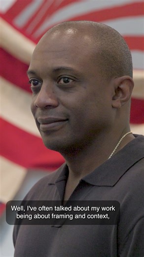 Nelson-Atkins Museum on Instagram: "Hank Willis Thomas' art reflects our past — literally. Using the same material that allows street signs to reflect light, Thomas’ Until Ex parte Endo (Part 1) hides ghostly figures that only appear when we cast light on them. Take a flash photograph with your camera or phone to reveal a detail of a Dorothea Lange photograph of schoolchildren saying the Pledge of Allegiance in 1942. Within months of the photograph being taken, the government would force the stu