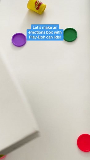 Do you have little kids with big emotions? Try creating an emotions box with Play-Doh can lids to help them identify their feelings! #momdiy #parentidea #toddlertips #quietcorner #playdohcrafts #montessoriactivities