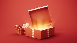 Opening red cartoon style gift box, 3d rendering. | Premium Stock Video Footage