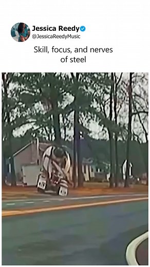 The mixer tilts dangerously, yet the driver regains control. | Jessica Reedy