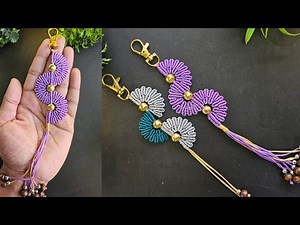 Tutorial Handmade Macrame Flower Keychain , Macrame Flower