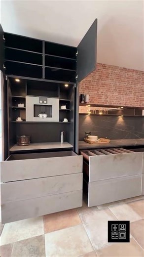 Ex Display Kustom House Black & Walnut Bar / Coffee Station