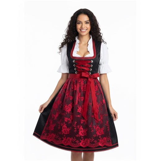 Women’s Dirndl Dress Black Red, Traditional Bavarian Oktoberfest Trachten Costume, German Festival Outfit - Etsy