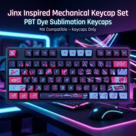 Jinx Pudding Keycap Set | 119 Keys PBT + Mechanical Keyboard Keycaps | MX Compatible Custom Keycap - Etsy