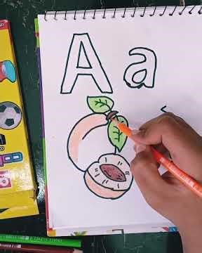 Coloring A for Apricot 🍑✨ | Easy Kids Art #drawing #kidsart #ytshorts #youtubekids