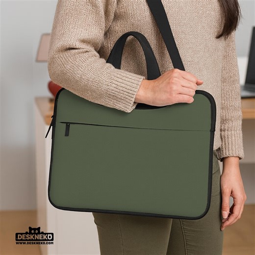 Dark Sage Laptop Sleeve With Handle: Forest Green MacBook Pro Case, Olive Minimalist Computer Bag, Modern Travel Carrying Cover - Etsy