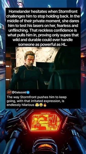 Homelander hesitates when Stormfront challenges him to stop holding back.