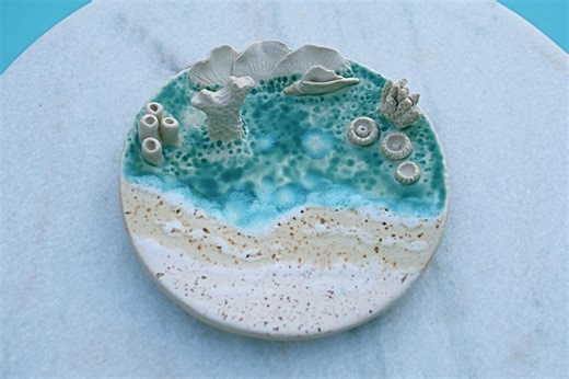 Small Coral Reef Ring Dish, Handmade Ceramic, Coastal Decor - Etsy