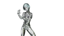 Digital 3D Animation of a dancing female Cyborg