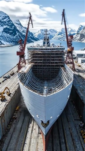 Luxury Cruise Ship Under Construction 🛳️❄️ | Floating City in Frozen Dock