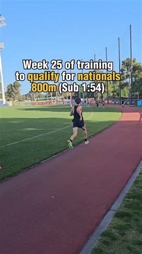 Aric Reimers on Instagram: "Week 25 of training to qualify for Nationals 800m (Sub 1:54) 🏁 Monday: AM – 40min Easy Run (8km) PM – Gym Tuesday: Track Session (11.6km) 2 x 500m (1:34, 1:30) 3min rest (90s between reps) 3 x 400m @ 1500m race pace (65s, 64s, 63s) 4min rest 4 x 300m @ 800m race pace (44s, 45s, 45s, 45s) 5 x 200m @ faster-end 800m pace (28.5, 28.0, 27.8, 28.1, 26.9) 90s rest between all reps Glutes were tired after the last 200m. Wore spikes for this one — felt a few niggles but noth