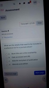 MKAssessmentBackTime left 1:27:05HideQuestion 4Not yet a... | Filo