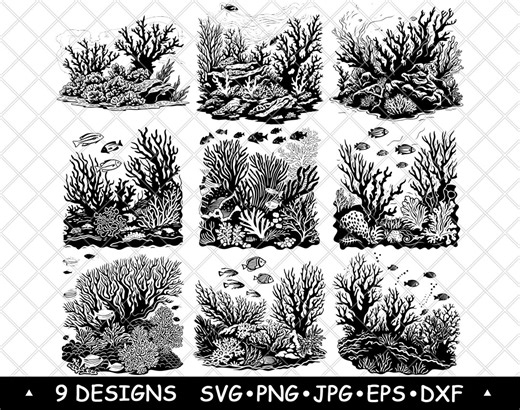 Coral Reef Bundle Ocean Underwater Scene Vector Sea Life for Laser Cutting, Cricut & Projects - Etsy