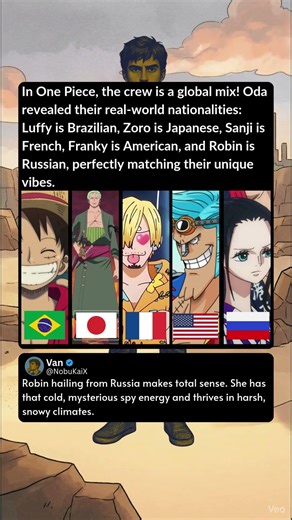 In One Piece, the crew is a global mix! Oda revealed their real world nationalities Luffy is Brazili
