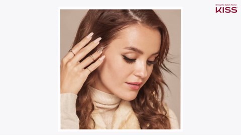 KISS Gel Fantasy Ready-to-Wear Press-On/Glue-On Nails, Style “I Feel You”, Medium Length Nail Kit with 24 Mega Adhesive Tabs, Pink Gel Glue, Manicure Stick, Mini File, and 24 Fake Nails