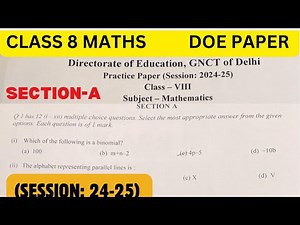 CLASS 8 Maths - DOE PRACTICE PAPER Solution - SECTION A SOLUTION - 8th Class Maths SAMPLE PAPER📄