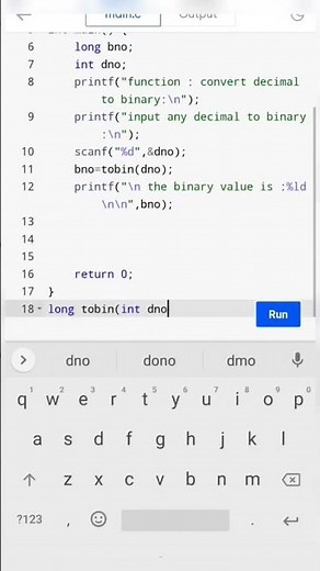 WAP To Convert Decimal Number To Binary Number, Using Function Convert Decimal Number #ytshorts #yt