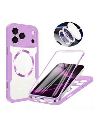 Luxury Magnetic 1pc Purple [360° Magnetic Soft Case Compatible With Apple] Luxury 360° Double-Sided Magnetic Soft Case Compatible With Apple 17e/ 17 Air 16 15 14 13 12 11 Pro Max, Full Enclosed Anti-Fall, 16E 16 15 14 Plus Support Wireless Charging, Transparent Protective Cover Compatible With Samsung Galaxy S26Ultra/S26Plus/S26/A17/A07/A57A37/S25FE/Poco/Honor 400Pro And Reno14 Pro And Honor 400/400Pro/400Lite Spring Easter Gift | SHEIN