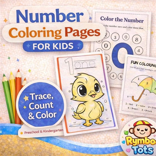 Number Coloring Pages for Kids | Trace Count and Color | Printable Number Coloring Book | Instant Download PDF | 8.5x11 | Instant Download - Etsy