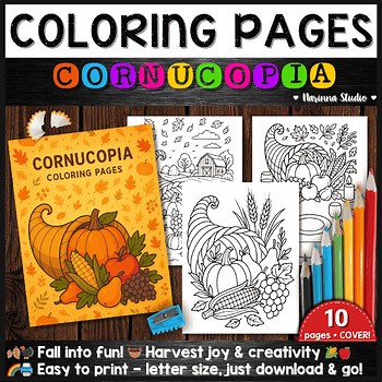 Cornucopia Coloring Pages | Fall Harvest Thanksgiving Printable Fun