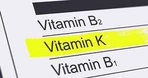 Nutrition Facts Label with Vitamin K, potassium line highlighted, kalium, diet and healthy food concept, footage