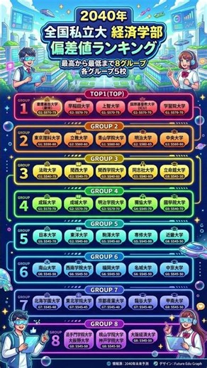 ２０４０年 私立大学経済学部偏差値 #勉強垢 #大学受験 #偏差値