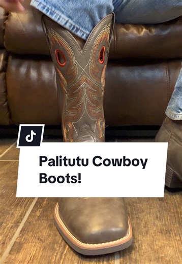 Palitutu cowboy boots! Price isn't a reason any longer to not own some great looking cowboy boots! These are from Montana boots INC and they are comfortable and affordable! They do come in several colors too and these are the square toe style! Slip resistant bottoms as well! Western style cowboy boots! #tiktokshopholidayhaul #tiktokshopcreatorpicks #mensfashion #cowboyboots#westernfashion