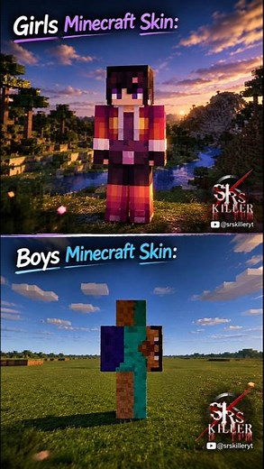 Who has the better skin? 👀 Cute vs classic Steve 😭 #minecraft