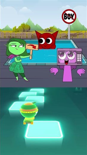 Disgust from Inside Out 2 won't let the boy's in the pool 2| Incredibox Sprunki #animation #shorts