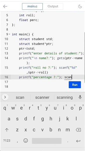 c program to print student details using structure pointer #cprogramming