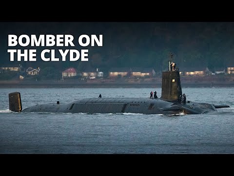 Vanguard class submarine heading up the Clyde