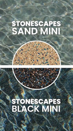 NPT National Pool Trends: Tile | Finishes | Hardscapes on Instagram: "Can’t decide between Sand Mini and Black Mini? ✨ Two StoneScapes Mini Pebble finishes — one with soft water tones, the other deep and dramatic. Both bring natural texture and sparkle to your backyard. 💬 Comment “SHOWROOM” and we’ll DM you to find a location near you! #NPT #NationalPoolTrends #StoneScapes #PoolDesign #BackyardGoals"