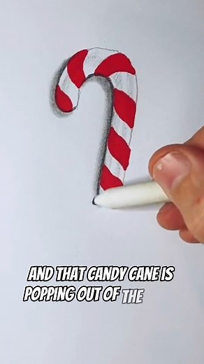 1K views | Add some simple shadows to make a realistic 3d candy cane! Give it to your sweety for christmas! #howtodraw a #candycane #drawingtuturial #christmasart #drawing. | Super | Facebook