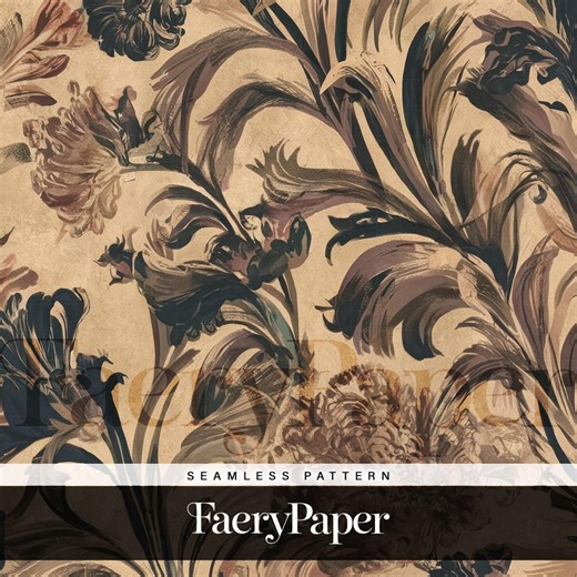 Vintage Floral Seamless Pattern | Painterly Heirloom Fabric Design (digital Download) - Etsy