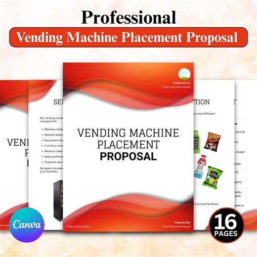 Vending Machine Proposal Placement Template, 16 PAGES, Vending Business Pitch, Vending Business Plan, Vending Placement, Vending Cards,canva - Etsy