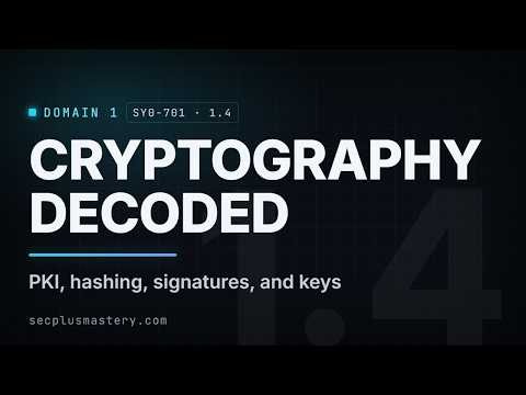 Security+ SY0-701 1.4: Cryptography Explained (PKI, Hashing, Signatures, Keys)