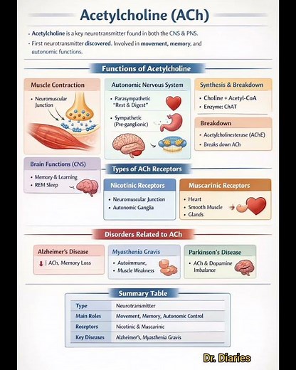 Acetylcholine overview #acetylcholine #ach #neurotransmitters #shorts #trending #drdiaries #foryou
