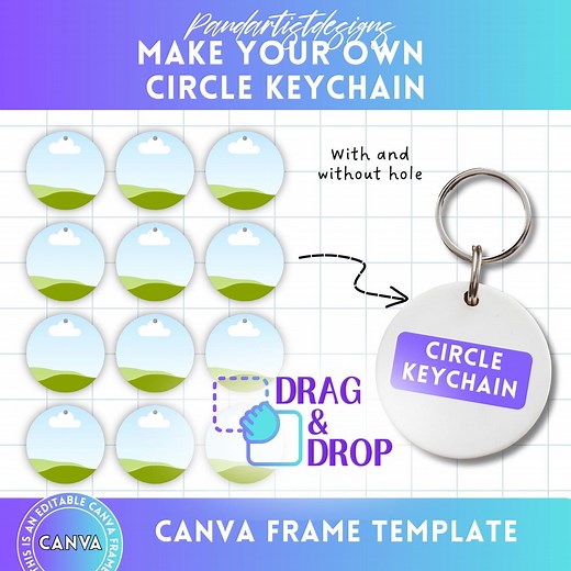 Circle Keychain Editable Canva Template, Acrylic Keychain Size Guide, Drag & Drop, Canva Frame, Printable, Sublimation, Personalized Custom - Etsy