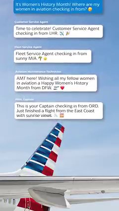 54K views · 321 reactions | #WomensHistoryMonth has entered the group chat!  To the trailblazing women worldwide who continue to lead the way and create historical legacies that promote and empower change for others across the aviation industry daily — Happy Women’s History Month! ❤️✈️ | American Airlines | Facebook