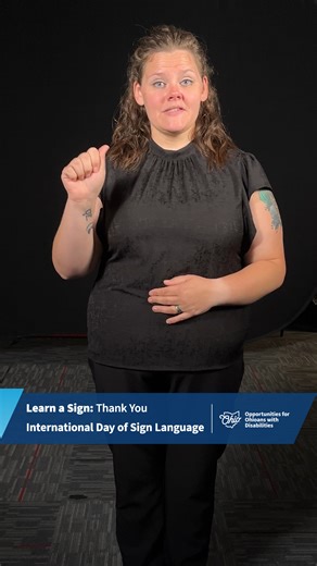 Today is International Day of Sign Languages! 🌎 Our amazing staff interpreter, Bambi, shares her story of growing up in a generationally Deaf family, and teaches us how to sign the phrase "Thank You" in American Sign Language (ASL) as a gesture of love and respect. 💙 Join us in celebrating today by learning this sign and showing gratitude and appreciation for the vibrant Deaf community in Ohio and beyond. #InternationalDayOfSignLanguages #LearnASign | Opportunities for Ohioans with Disabilitie
