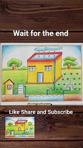 Rainwater Harvesting Drawing Easy Step by Step | Water Conservation Diagram for School